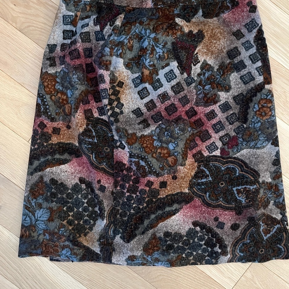 Vintage Floral Patterned Skirt Multicolor autumnal patchwork jacquard sz 42 - Picture 5 of 7
